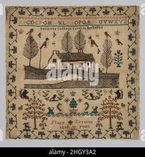 Sampler 1822 Britisch. Probennehmer. Britisch. 1822. Seide auf Wolle. Bestickt Mit Textilien Stockfoto