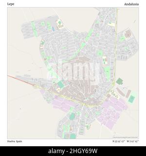 Lepe, Huelva, Spanien, Andalusien, N 37 15' 17'', W 7 12' 15'', map, Timeless Map veröffentlicht im Jahr 2021. Reisende, Entdecker und Abenteurer wie Florence Nightingale, David Livingstone, Ernest Shackleton, Lewis and Clark und Sherlock Holmes haben sich bei der Planung von Reisen zu den entlegensten Ecken der Welt auf Karten verlassen.Timeless Maps kartiert die meisten Orte auf der Welt und zeigt die Verwirklichung großer Träume Stockfoto