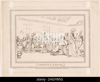 Badekomfort, Teller 11 6. Januar 1798 Thomas Rowlandson. Komfort des Bades, Teller 11. Komfort von Bath. Thomas Rowlandson (British, London 1757–1827 London). 6. Januar 1798. Ätzen. Ausdrucke Stockfoto