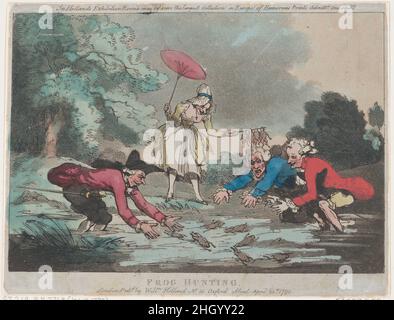 Froschjagd 20. April 1790 Thomas Rowlandson. Froschjagd. Thomas Rowlandson (British, London 1757–1827 London). 20. April 1790. Radierung und Aquatinta, handfarbig. William Holland (Großbritannien, 1757–1815). Ausdrucke Stockfoto