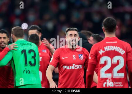 Madrid, Spanien. 22nd Januar 2022. Madrid, Spanien; 22.01.2022.- Atletico de Madrid vs Valencia siccer to La Liga Spain Match 22 im Wanda Metropolitano Stadion in Madrid. Der mexikanische Atletico de Madrid-Spieler Hector Herrera. Quelle: Juan Carlos Rojas/dpa/Alamy Live News Stockfoto