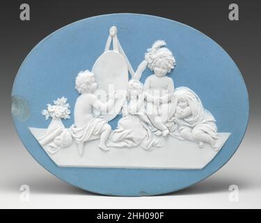 Die Infant Academy ca. 1785–95 Josiah Wedgwood Britisch. Die Kinderakademie. Nach einem Entwurf von Sir Joshua Reynolds (British, Plympton 1723–1792 London). Großbritannien, Etruria, Staffordshire. Ca. 1785–95. Jasperware. Keramik-Keramik Stockfoto