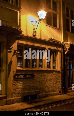 Merton Street am frühen Morgen im januar. Oxford, Oxfordshire, England Stockfoto