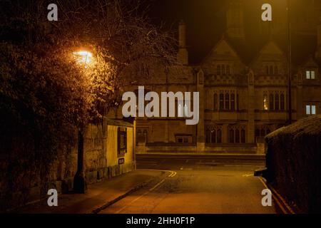 Rose Lane und St Smwituns Quadrangle am frühen Morgen im januar. Oxford, Oxfordshire, England Stockfoto