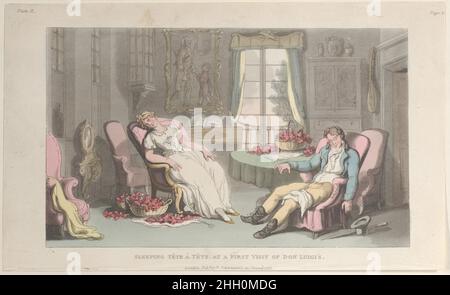 Schlafende Tête à Tête, bei einem ersten Besuch von Don Luigi, aus "Neapel und die Campagna Felice: In einer Reihe von Briefen an einen Freund in England im Jahr 1802" 1. Juni 1815 Thomas Rowlandson. Sleeping Tête à Tête, bei einem ersten Besuch von Don Luigi, aus „Neapel und die Campagna Felice: In einer Reihe von Briefen an einen Freund in England im Jahr 1802“. „Neapel und die Campagna Felice: In einer Reihe von Briefen, die 1802 an einen Freund in England gerichtet wurden“. Thomas Rowlandson (British, London 1757–1827 London). 1. Juni 1815. Handkolorierte Radierung und Aquatinta. Rudolph Ackermann, London (tätig 1794–1829). Pri Stockfoto