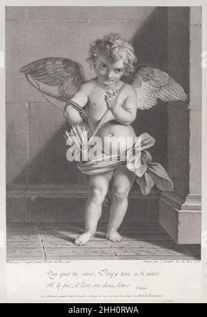 Cupid 1755 Jean Daulé. Amor. Jean Daulé (Französisch, Abbeville 1703–1763 Paris). 1755. Gravur. Ausdrucke Stockfoto