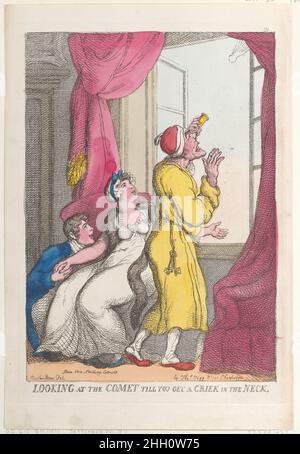 Blick auf den Kometen, bis du einen Krick im Nacken bekommst 20. September 1811 Thomas Rowlandson. Schaut auf den Kometen, bis ihr einen Crick in den Hals bekommt. Thomas Rowlandson (British, London 1757–1827 London). 20. September 1811. Handkolorierte Radierung. Thomas Tegg (Großbritannien, 1776–1846). Ausdrucke Stockfoto