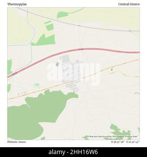 Thermopylae, Phthiotis, Griechenland, Zentralgriechenland, N 38 47' 58'', E 22 32' 43'', Karte, Timeless Map veröffentlicht im Jahr 2021. Reisende, Entdecker und Abenteurer wie Florence Nightingale, David Livingstone, Ernest Shackleton, Lewis and Clark und Sherlock Holmes haben sich bei der Planung von Reisen zu den entlegensten Ecken der Welt auf Karten verlassen.Timeless Maps kartiert die meisten Orte auf der Welt und zeigt die Verwirklichung großer Träume Stockfoto