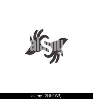 Buchstaben s verknüpft Hand Silhouette hilft Symbol Vektor Stock Vektor