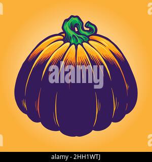 Jack O Lantern Pumpkins Vektor-Illustrationen für Ihre Arbeit Logo, Maskottchen Merchandise T-Shirt, Aufkleber und Label-Designs, Poster, Grußkarten Stock Vektor