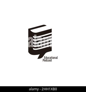 Buch Mikrofon Bildung Podcast Symbol Logo Vektor Stock Vektor