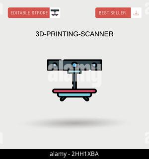 einfaches Vektorsymbol für den 3D-Druck-Scanner. Stock Vektor