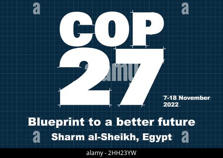 COP 27 - Sharm El-Sheikh, Ägypten, 7-18. November 2022 -Blueprint to a better future vector Illustration Stock Vektor