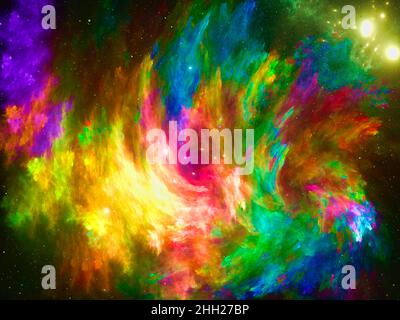 Heller Raum Thema Hintergrund - bunte Striche und Sterne - 3D Abbildung Stockfoto
