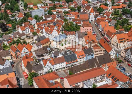 Region und Stadt Aichach von oben Stockfoto