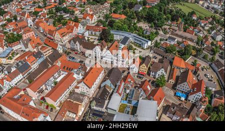 Region und Stadt Aichach von oben Stockfoto