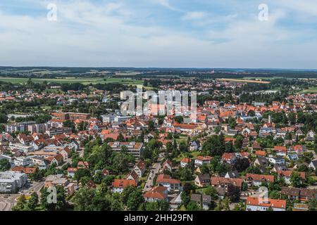 Region und Stadt Aichach von oben Stockfoto