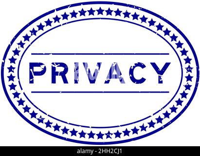 Grunge blau Privatsphäre Wort oval Gummi Siegel Stempel auf weißem Hintergrund Stock Vektor