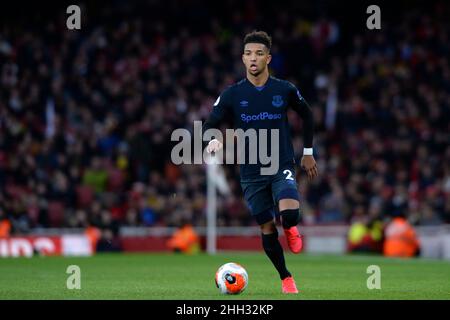 Mason Holgate von Everton in Aktion während des Premier League-Spiels zwischen Arsenal und Everton im Emirates Stadium in London, Großbritannien - 16th. Februar 2020 Stockfoto