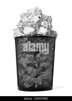 Papierkugel Mülleimer Mülleimer Mülleimer Abfallpapier Stockfoto