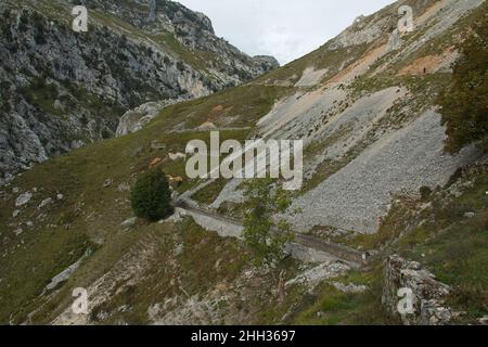 Wanderweg Ruta del Cares von Poncebos nach Cain in Picos de Europa in Asturien, Spanien, Europa Stockfoto