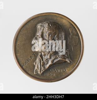 Marat Mitte des 19th. Jahrhunderts nach einem Modell von 1830 Pierre Jean David d'Angers der Franzose Pierre-Jean David d’Angers war der produktivste und einer der bedeutendsten französischen Bildhauer der ersten Hälfte des 19. Jahrhunderts. Während seiner fast fünfzigjährigen Karriere (1819–1856) blieb David seiner Überzeugung treu, dass skulpturale Denkmäler, die den Leistungen großer Männer und Frauen gewidmet sind, die Größe eines Volkes am dauerhaftesten und lebhaftesten zum Ausdruck bringen. Er suchte kontinuierlich Aufträge für Denkmäler mit historischen und zeitgenössischen Figuren, die er bewunderte, um ihre Beiträge zu leisten Stockfoto