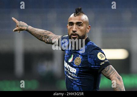 Arturo Vidal vom FC Internazionale während des Fußballspiels FC Internazionale gegen den FC Venezia im Stadion San Siro in Mailand, Italien, am 22. Januar 2022 Stockfoto