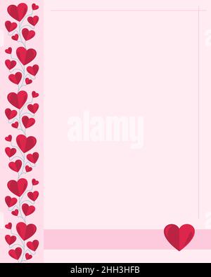 Valentinstagsgruß-Konzept. Rosa Rahmen mit Herzen, Cover-Hintergrund. Stock Vektor