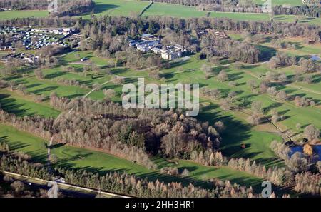 Luftaufnahme des Rudding Park Hotel, Spa & Golfplatz, Harrogate, North Yorkshire Stockfoto