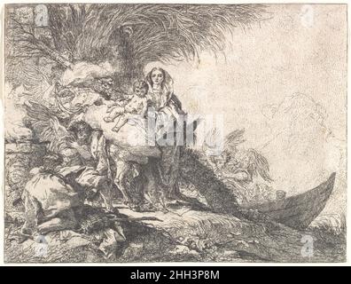 Joseph Anbeten des Christkindes in der Nähe eines Rauchaltars, von der Flucht nach Ägypten 1752 Giovanni Domenico Tiepolo Italienisch. Joseph, der das Christkind bei einem Rauchaltar anbetend, von der Flucht nach Ägypten 371201 Stockfoto