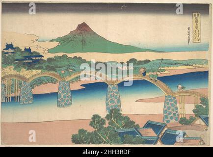 Kintai-Brücke in der Provinz Suō (Suō no kuni Kintaibashi), aus der Serie bemerkenswerte Ansichten von Brücken in verschiedenen Provinzen (Shokoku meikyō kiran) 1827–30 Katsushika Hokusai Japanisch. Kintai-Brücke in der Provinz Suō (Suō no kuni Kintaibashi), aus der Serie bemerkenswerte Ansichten von Brücken in verschiedenen Provinzen (Shokoku meikyō kiran) 36489 Stockfoto