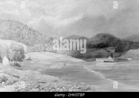 The Ohio River near Wheeling, West Virginia 1859–60 Lefevre James Cranstone British. Der Ohio River in der Nähe von Wheeling, West Virginia 13381 Stockfoto