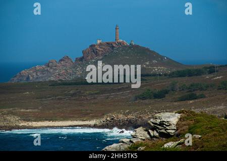 Leuchtturm von Cabo Vilán an der Costa da Morte bei Camariñas in Galicien, Spanien, Europa Stockfoto