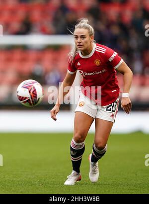 Kirsty Smith von Manchester United während des Spiels der Barclays FA Women's Super League im Leigh Sports Village, Greater Manchester. Bilddatum: Sonntag, 23. Januar 2022. Stockfoto