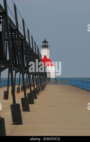 St. Joseph Breakwater Lighthouse Am Lake Michigan Stockfoto