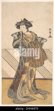 Der vierte Iwai Hanshiro als Kurtisane gekleidet in einen Pink Kimono Ca. 1778 Katsukawa Shunshō 勝川春章 Japanisch. Der vierte Iwai Hanshiro als Kurtisane in einem Pink Kimono 36821 Stockfoto