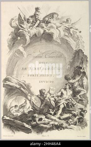 Frontispice pour le 'Tombeau de John Churchill, duc de Marlborough' (Frontispiz für das 'Grab von John Churchill, Herzog von Marlborough'), aus Tombeaux des Princes, des Grands Capitaines et autres hommes illustres (Gräber von Prinzen, Großkapitanen und anderen illustren Männern) ca. 1736 Laurent Cars Französisch. Frontispice pour le 'Tombeau de John Churchill, duc de Marlborough' (Frontispiz für das 'Grab von John Churchill, Herzog von Marlborough'), aus Tombeaux des Princes, des Grands Capitaines et autres hommes illustres (Gräber von Prinzen, Großkapitanen und anderen illustren Männern) 414268 Stockfoto