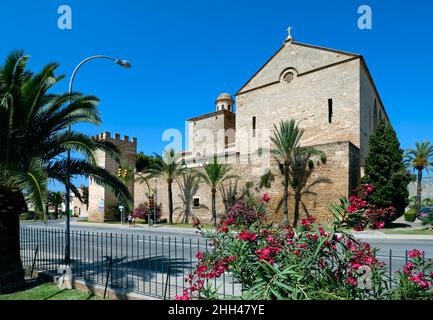 Alcudia, Kirche St. James in der alten ummauerten Stadt, Mallorca, Balearen, Spanien Stockfoto