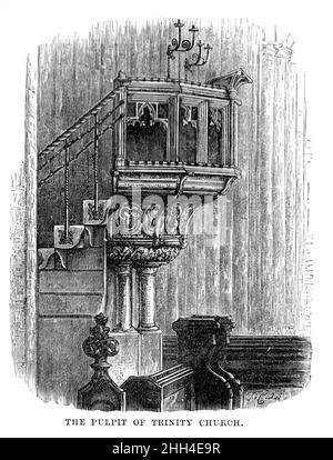 Schwarz-Weiß-Illustration; die Kanzel in Trinity Church, Coventry, um 1880 Stockfoto