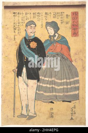 Russischer Offizier mit seiner Frau 1861 Utagawa Yoshiiku Japanisch. Russischer Offizier mit seiner Frau 53243 Stockfoto