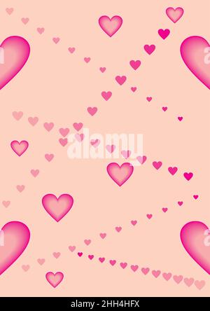 Schöne rosa herzförmige Symbole auf einem weichen beigen Hintergrund mit Kopierraum. Romantische abstrakte Herzform Symbol am Valentinstag. vektor illustrationiert Stock Vektor