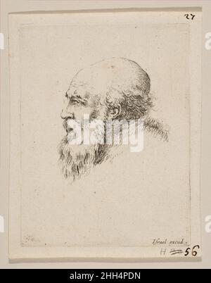 Kopf eines kahlen und bärtigen alten Mannes in Profil, aus "verschiedene Köpfe und Figuren" (Diverses tétes et figures) 1650 Stefano della Bella Italienisch. Kopf eines kahlen und bärtigen alten Mannes in Profil, aus „verschiedenen Köpfen und Figuren“ (Diverses tétes et Figures) 376871 Stockfoto