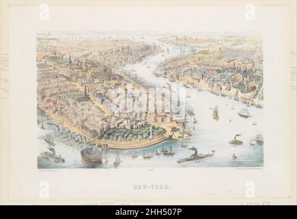 New-York (aus dem Südwesten) ca. 1852 lithographiert von K. Th. Westermann Deutsch. New-York (aus dem Südwesten) 380838 Lithograph: Lithographiert von K. Th. Westermann, deutsch, aktiv 1852, Verlag: Franz Wentzel, deutsch , Weissenburg, New-York (aus dem Südwesten), ca. 1852, handkolorierte Lithographie, Bild: 8 7/8 x 14 9/16 Zoll (22,6 x 37,1 cm) Blatt: 12 9/16 x 18 1/8 Zoll (32 x 46,1 cm). Das Metropolitan Museum of Art, New York. The Edward W. C. Arnold Collection of New York Prints, Maps and Picturs, Bequest of Edward W. C. Arnold, 1954 (54.90.769) Stockfoto