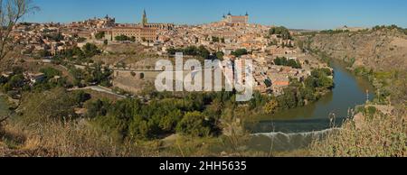 Blick vom Mirador de Walle auf Toledo, Kastilien-La Mancha, Spanien, Europa Stockfoto