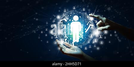 Personalmanagement. HR Manager übernimmt die Führung der Kandidaten. People Connected, Network Connection, Network Community, Community-Ressource. Stockfoto
