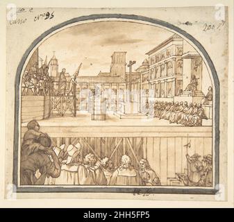 Auto-da-fé in einem Innenhof 1619–71 Sebastián de Herrera-Barnuevo Spanisch. Auto-da-fé in einem Courtyard 335319 Stockfoto