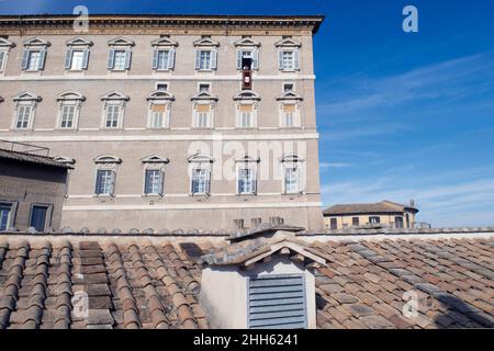 Papst Franziskus Angelus am 23. Januar 2022 im Vatikan. BESCHRÄNKT AUF REDAKTIONELLE VERWENDUNG - Vatican Media / Spaziani. Stockfoto