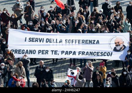 Papst Franziskus Angelus am 23. Januar 2022 im Vatikan. BESCHRÄNKT AUF REDAKTIONELLE VERWENDUNG - Vatican Media / Spaziani. Stockfoto