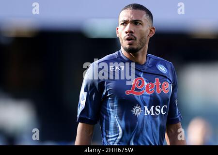 Napoli, Italien. 23rd Januar 2022. Juan Jesus von SSC Napoli reagiert während des Fußballspiels der Serie A zwischen SSC Napoli und US Salernitana im Stadion Diego Armando Maradona in Napoli (Italien), 23rd. Januar 2022. Foto Cesare Purini/Insidefoto Kredit: Insidefoto srl/Alamy Live News Stockfoto