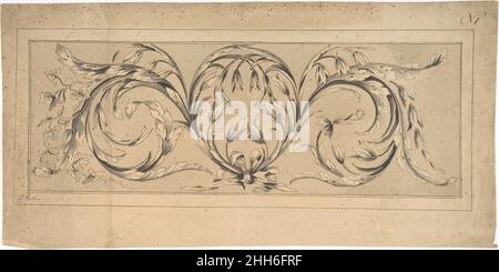 Design für Frieze of Foliage 1770–79 Thomas Pether British. Design für Frieze of Foliage. Thomas Pether (britisch, aktiv 1770s). 1770–79. Stift und Tinte, Pinsel und Wasch, über Graphit Stockfoto